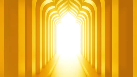 3d animation moving forward arch corridor, tunnel in mosque. Stock Footage 278277864