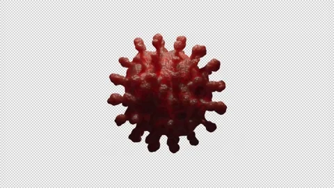 3D animation of moving red corona virus cell with transparent (alpha) backg.. Stock Footage 234328704