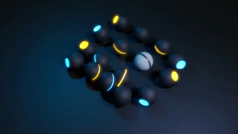 3d animation of moving spheres with neon light. Stock Footage 222439959