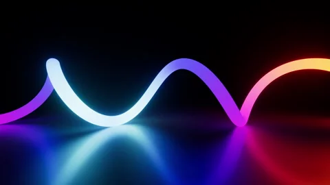 3d animation of a multicolored neon line with loops Stock Footage 311454422