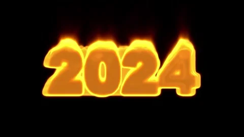 3D animation. New Year 2024, fire animat... | Stock Video | Pond5