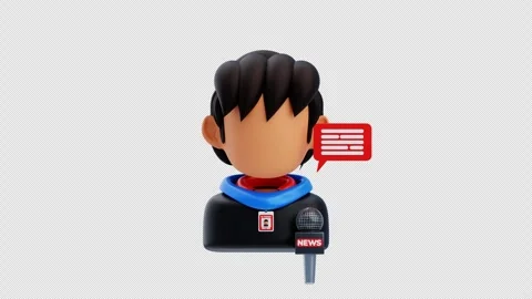 3D Animation of News journalist reporting live Stock Footage 314320693