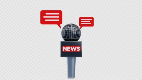 3D Animation of News Microphone with Speech Bubbles Stock Footage 314106132