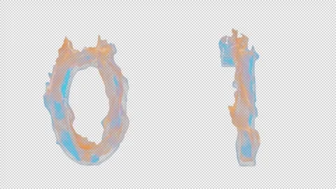 3D animation number 0 and 1 appears by fire Video stock 267370931