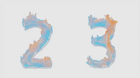 3D animation number 2 and 3 appears by fire Stock Footage 267371725