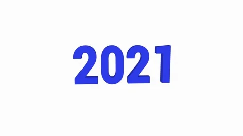 3D animation of the number "2021" on a white background. Video stock 136001073