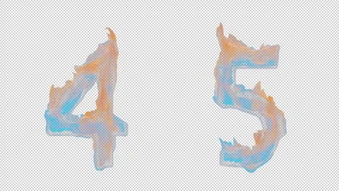 3D animation number 4 and 5 appears by fire Stock Footage 267372399