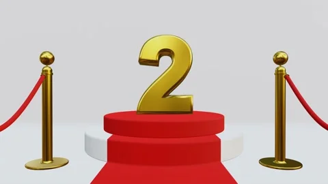 3D animation of number two on Red carpet with Golden rope barriers Stock-Footage 226336785