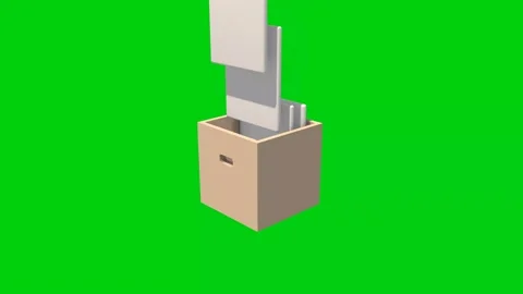 3D animation of an office box with folders. Stock Footage 166685562