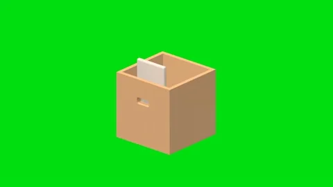 3D animation of an office box with folders. Stock Footage 166685669