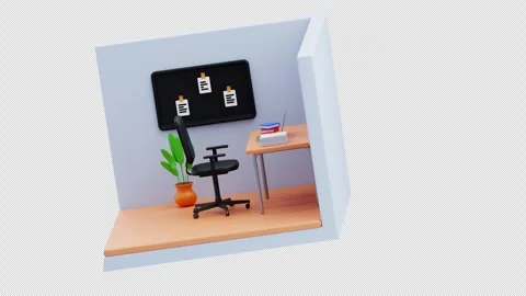 3D Animation of Office room Stock Footage 305660985