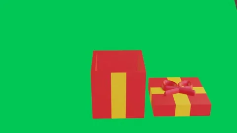 3D Animation of Open Birthday Gift Box Revealing a Teddy Bear on Green Back.. Stock Footage 308282142