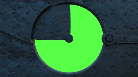 3d animation of opening the iron rusty hatchway with green screen. Stock Footage 114130425