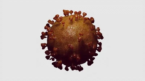 3D animation of orange corona virus cell with transparent (alpha) background Stock Footage 234328366