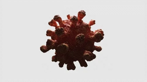3D animation of orange corona virus cell with transparent (alpha) background Stock Footage 234331002
