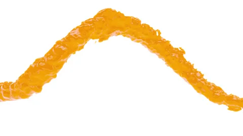 3d animation orange flowing stream liquid juice or paint Stock Footage 271379606