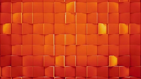 3D Animation of Orange Tile Wall with Random Rotating Plates, 4K Loop Stock Footage 309525399