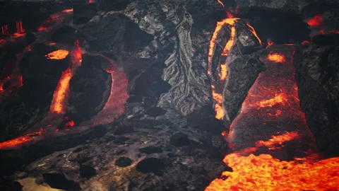 3d animation of overhead drone shot of molten lava Stock Footage 220551825