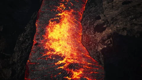 3d animation of overhead drone shot of molten lava Stock Footage 220551870