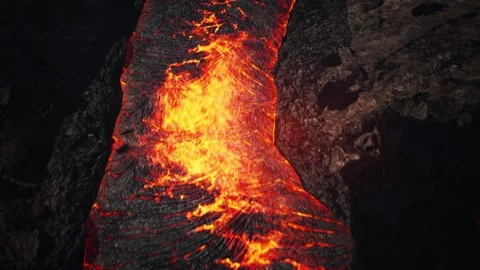 3d animation of overhead drone shot of molten lava Stock Footage 253060702