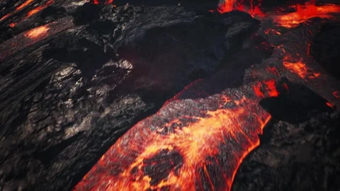 3d animation of overhead drone shot of molten lava Stock Footage 253060805
