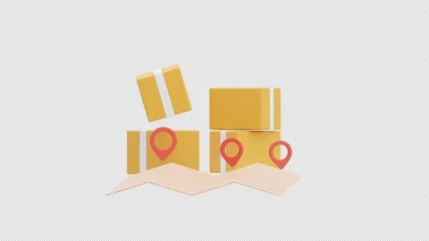 3D Animation of Package Delivery Tracking and Route Management Stock Footage 336472935