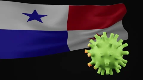 3D animation of Panama flag of the disappearance of the covid virus Stock Footage 172461197