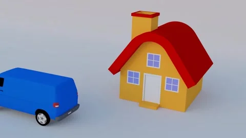3D Animation of Parcel Delivery to Home with Check Mark Видео 324624329