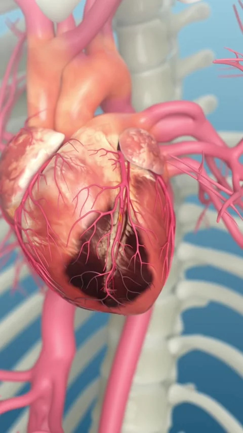 3D animation of PCI surgery: stenting opens blocked coronary arteries Vídeos de archivo 345102141