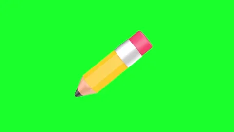 3D animation of pencil on a green screen.  Back to school concept. Stock Footage 302977377