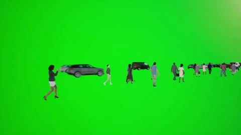 3D animation of people walking on the side of the street from the back view in C Видео 246417040