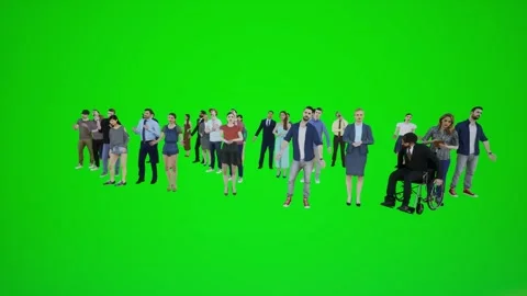 3D animation of people's protests standing in front of the building from the fro Video stock 246416962