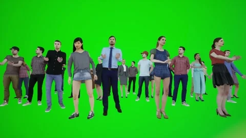 3D animation of people's protests standing in the restaurant from the front view Видео 246416998