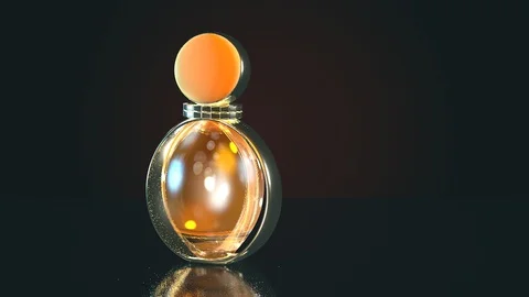 3d animation perfume bottle rotate on glass table Stock Footage 127641711