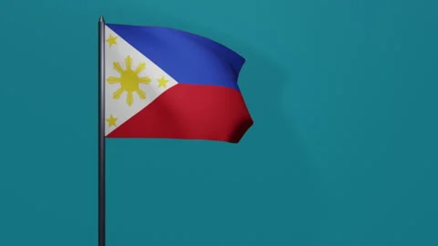 3D animation of Philippines flag waving in the wind on a blue background Stock Footage 208767292