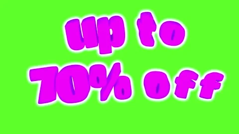 3D animation of the phrase Up to 70% Off isolated on a green screen. Stock-Footage 308475835