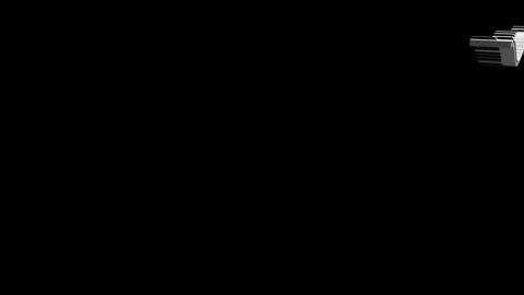 3d animation of piano keys flying through the space isolated on black Stockbeeldmateriaal 308507152