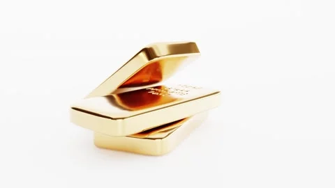 3D animation of piled fine gold bars Stock Footage 262534923