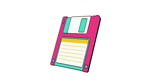 3d animation of pink floppy disk rotating and tilting on white background. Loop Stock Footage 318443570