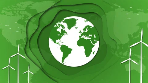 3D animation of planet Earth with windmills for energy production. Stock Footage 237346165