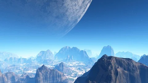 3D animation of planet with huge moon Stock Footage 108601356