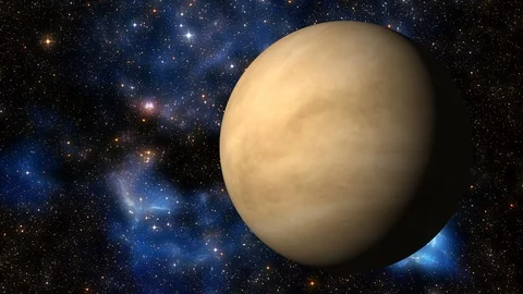3D Animation of the Planet Venus over Blue Galactic Background Stock Footage 101145088