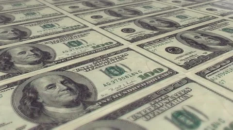 3d animation of printing 100 dollar notes seamless looping 4K Stock Footage 65023889