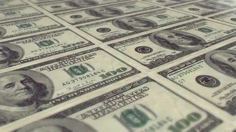 3d animation of printing 100 dollar notes seamless looping Stock Footage 65023901