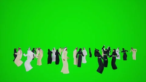 3D animation of the public Arabs in the streets of Dubai on the green screen are Stock-Footage 245750323
