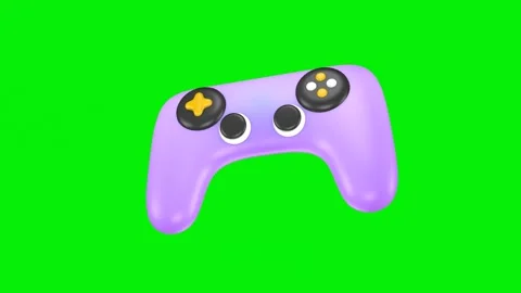 3D animation of a purple gaming joystick isolated on a green screen. Stock Footage 310994953