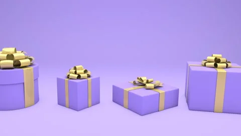 3D animation of purple gift box spinning and scrolling on purple background Stock Footage 164601455