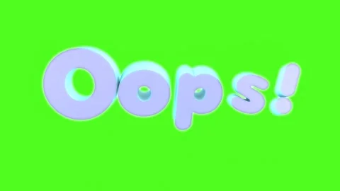 3D animation of purple “Oops!” text appearing on green screen . Stock Footage 321010818