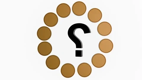 A 3D animation of a question mark over gold coins. Stock Footage 323065879