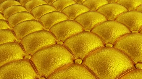 3D animation of the quilted golden leather or eco-leather surface Stock Footage 274835528